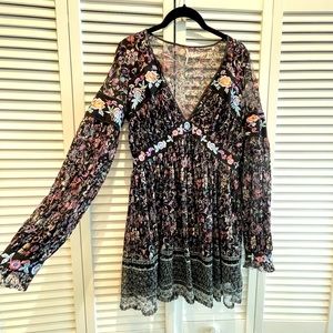 Free People Boho Embroidered Flower Dress